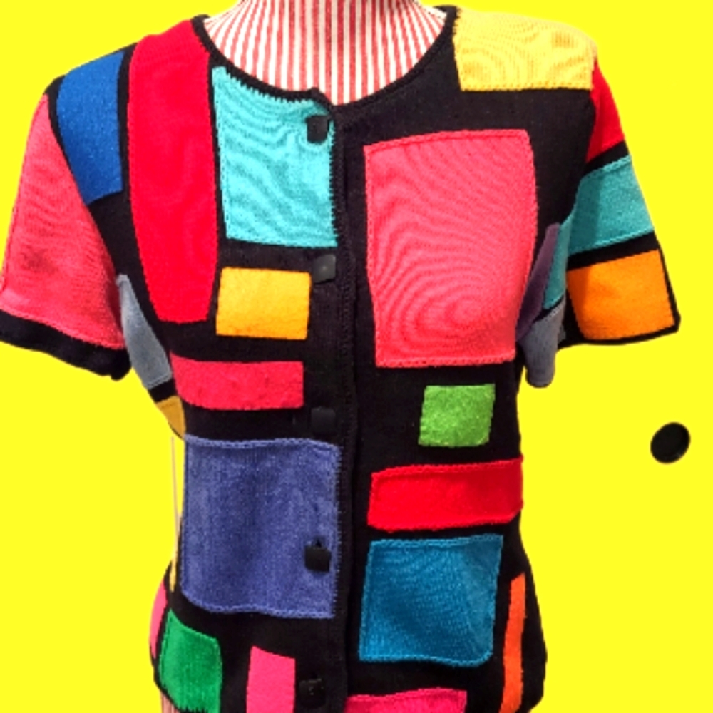Vintage Michael Simon Color Block S/S Sweater Size Small